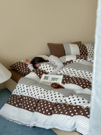 Cocoa Polka Dot Cotton Muslin Duvet Cover original reference image 5