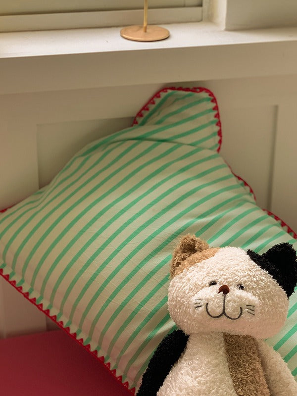 Colorblock Stitch Washed Cotton Duvet Cover original reference image 3