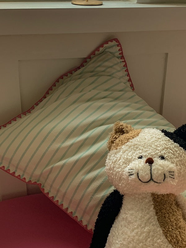 Colorblock Stitch Washed Cotton Duvet Cover original reference image 9
