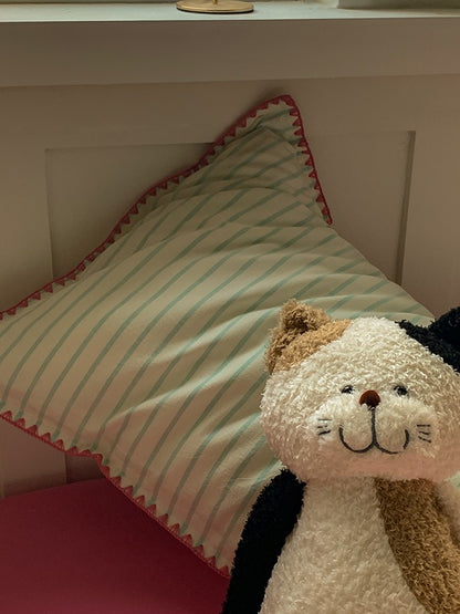 Colorblock Stitch Washed Cotton Duvet Cover original reference image 9