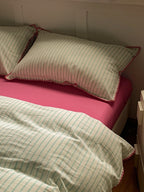 Colorblock Stitch Washed Cotton Duvet Cover original reference image 10