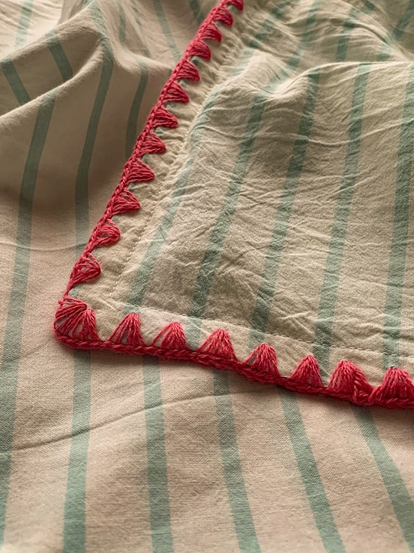 Colorblock Stitch Washed Cotton Duvet Cover original reference image 11