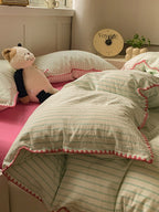 Colorblock Stitch Washed Cotton Duvet Cover original reference image 12