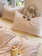 Colorblock Stitch Washed Cotton Duvet Cover original reference image 13