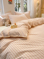 Colorblock Stitch Washed Cotton Duvet Cover original reference image 14