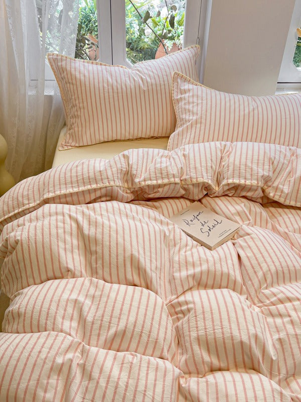 Colorblock Stitch Washed Cotton Duvet Cover original reference image 15