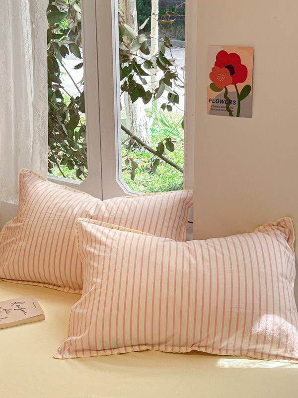 Colorblock Stitch Washed Cotton Duvet Cover original reference image 17