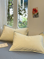 Colorblock Stitch Washed Cotton Duvet Cover original reference image 20