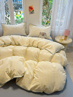 Colorblock Stitch Washed Cotton Duvet Cover original reference image 21