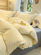 Colorblock Stitch Washed Cotton Duvet Cover original reference image 23