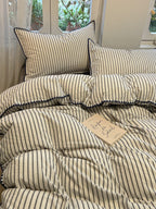 Colorblock Stitch Washed Cotton Duvet Cover original reference image 28