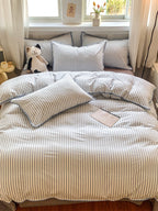 Colorblock Stitch Washed Cotton Duvet Cover original reference image 31