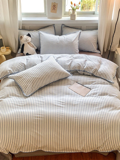 Colorblock Stitch Washed Cotton Duvet Cover original reference image 31