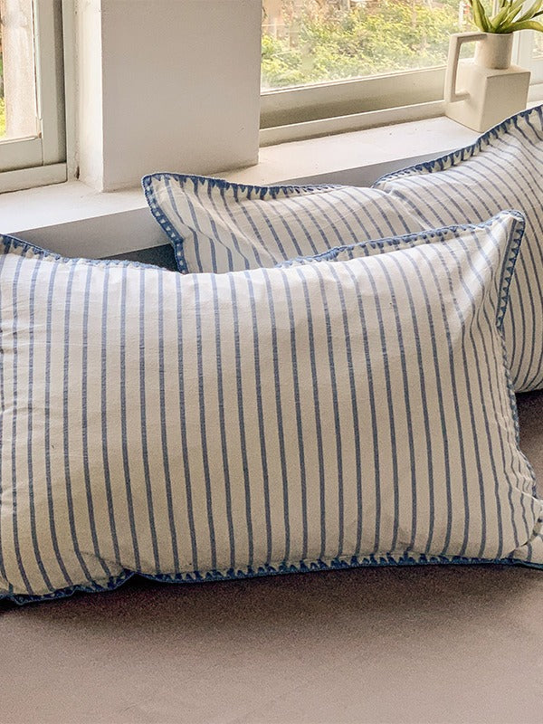 Colorblock Stitch Washed Cotton Duvet Cover original reference image 34