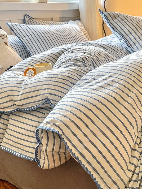 Colorblock Stitch Washed Cotton Duvet Cover original reference image 36