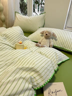 Colorblock Stitch Washed Cotton Duvet Cover original reference image 37