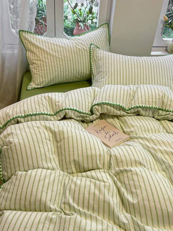 Colorblock Stitch Washed Cotton Duvet Cover original reference image 39
