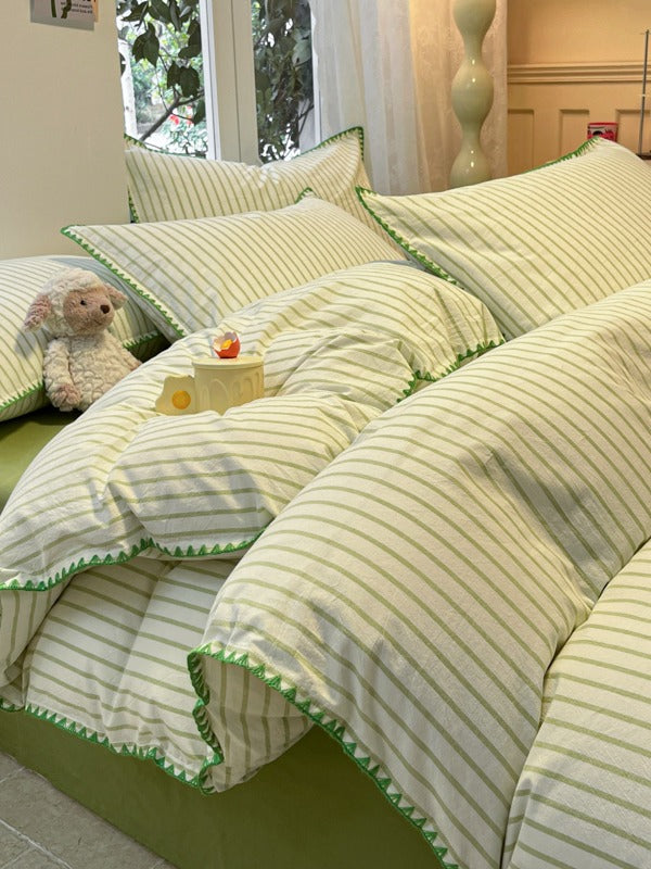 Colorblock Stitch Washed Cotton Duvet Cover original reference image 42