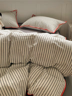 Colorblock Stitch Washed Cotton Duvet Cover original reference image 45