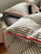 Colorblock Stitch Washed Cotton Duvet Cover original reference image 46
