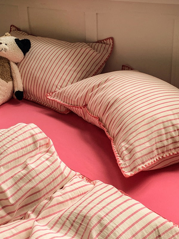 Colorblock Stitch Washed Cotton Duvet Cover original reference image 51