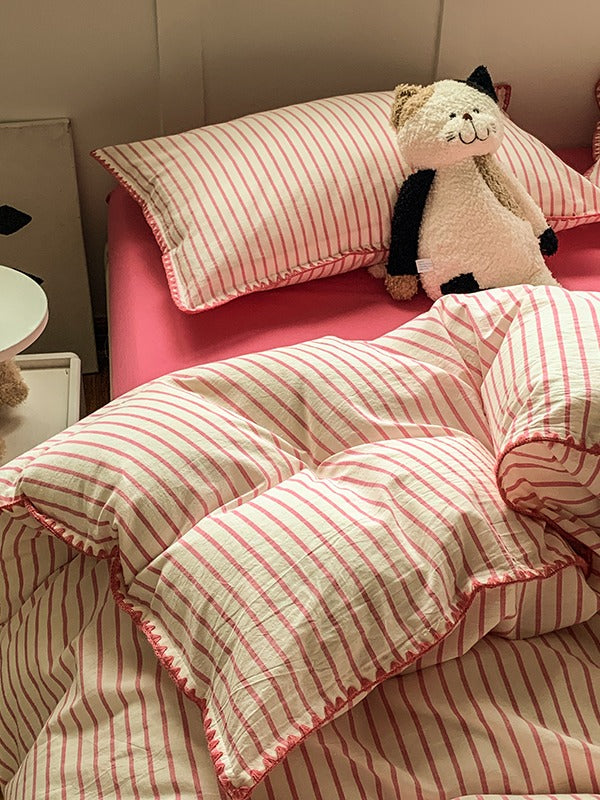 Colorblock Stitch Washed Cotton Duvet Cover original reference image 52