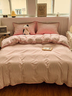 Colorblock Stitch Washed Cotton Duvet Cover original reference image 53