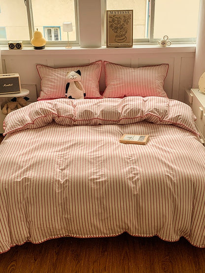 Colorblock Stitch Washed Cotton Duvet Cover original reference image 53