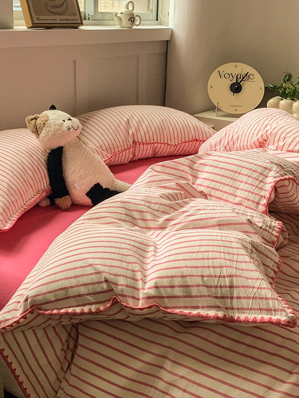 Colorblock Stitch Washed Cotton Duvet Cover original reference image 54