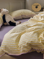 Colorblock Stitch Washed Cotton Duvet Cover original reference image 57