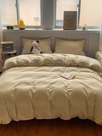 Colorblock Stitch Washed Cotton Duvet Cover original reference image 59