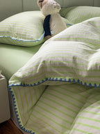 Colorblock Stitch Washed Cotton Duvet Cover original reference image 61