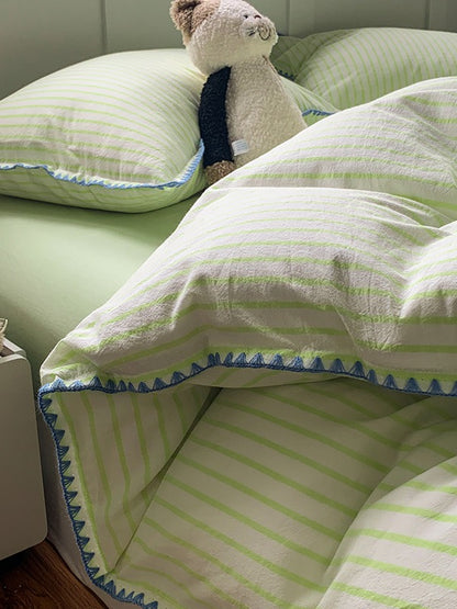 Colorblock Stitch Washed Cotton Duvet Cover original reference image 61