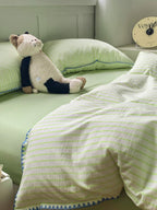 Colorblock Stitch Washed Cotton Duvet Cover original reference image 63