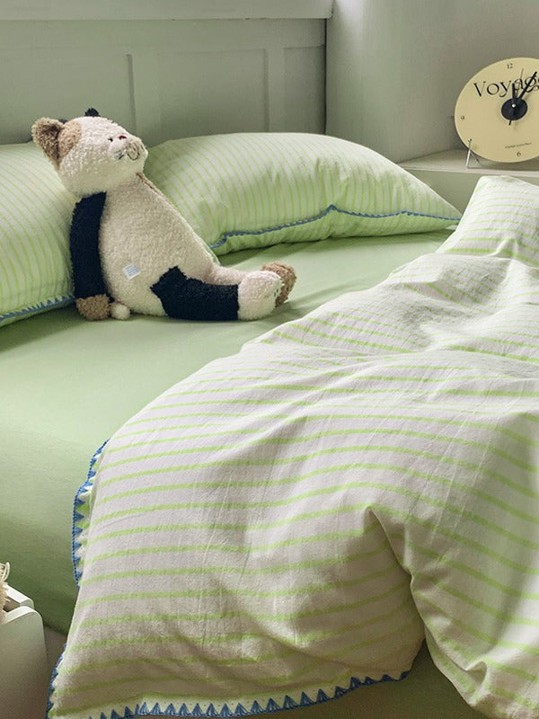 Colorblock Stitch Washed Cotton Duvet Cover original reference image 63