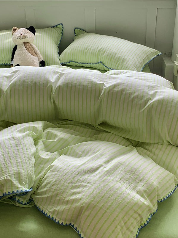Colorblock Stitch Washed Cotton Duvet Cover original reference image 65