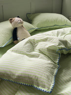 Colorblock Stitch Washed Cotton Duvet Cover original reference image 66