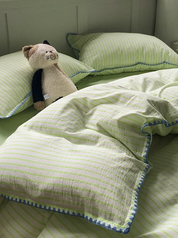 Colorblock Stitch Washed Cotton Duvet Cover original reference image 66