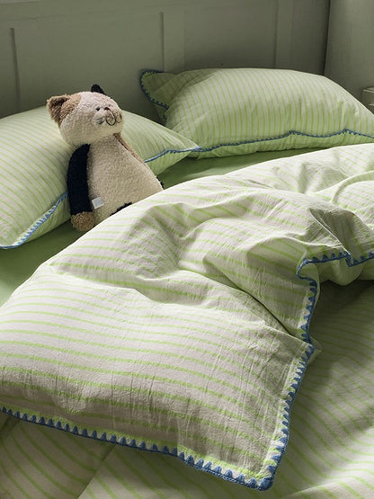 Colorblock Stitch Washed Cotton Duvet Cover original reference image 66
