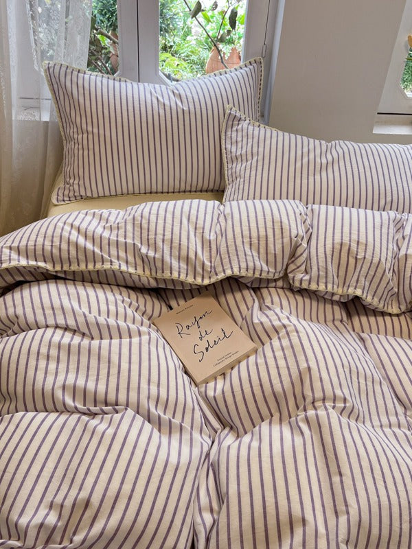 Colorblock Stitch Washed Cotton Duvet Cover original reference image 67