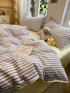 Colorblock Stitch Washed Cotton Duvet Cover original reference image 69