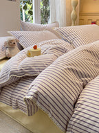Colorblock Stitch Washed Cotton Duvet Cover original reference image 72