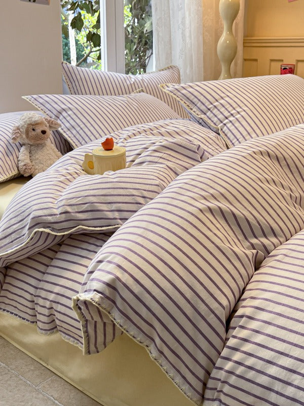 Colorblock Stitch Washed Cotton Duvet Cover original reference image 72