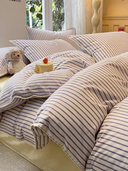 Colorblock Stitch Washed Cotton Duvet Cover original reference image 72
