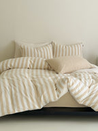 Cove Stripe Cotton Muslin Duvet Cover original reference image 1