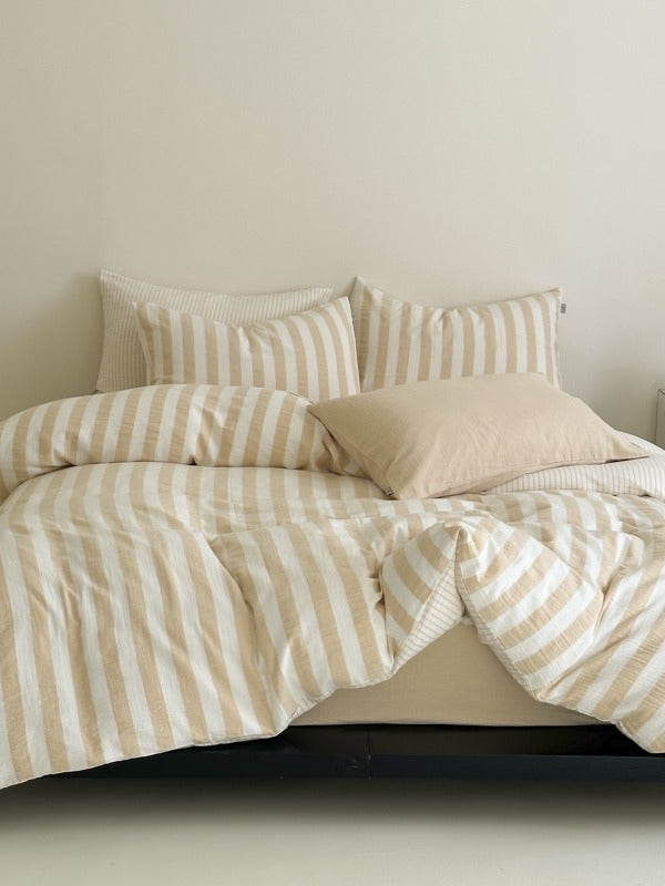 Cove Stripe Cotton Muslin Duvet Cover original reference image 1