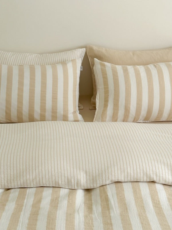 Cove Stripe Cotton Muslin Duvet Cover original reference image 2