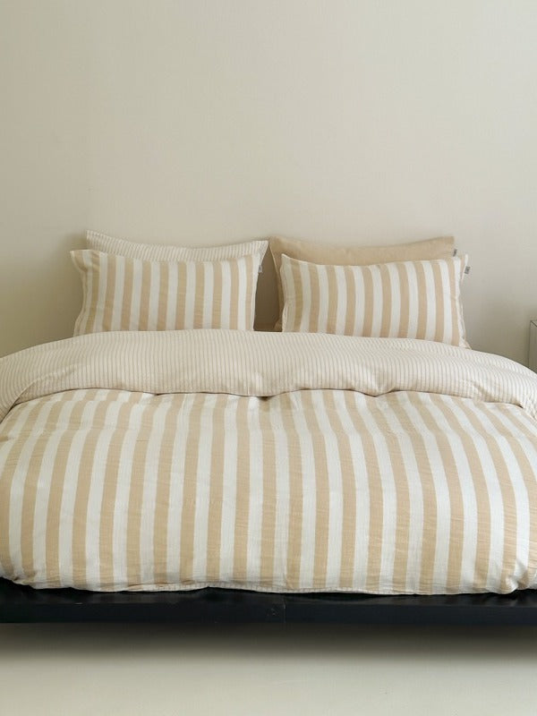 Cove Stripe Cotton Muslin Duvet Cover original reference image 3