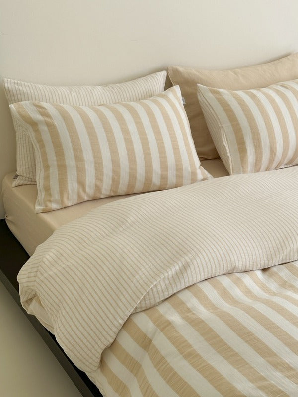 Cove Stripe Cotton Muslin Duvet Cover original reference image 4