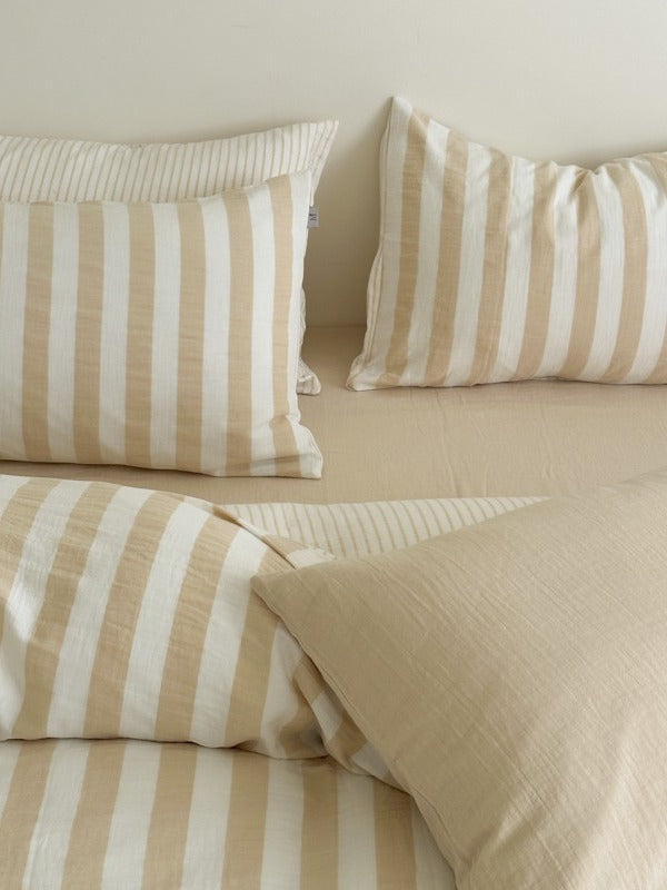 Cove Stripe Cotton Muslin Duvet Cover original reference image 5